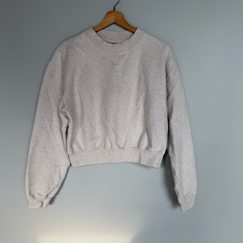 Aritzia TNA Cream/Beige cropped crewneck sweatshirt